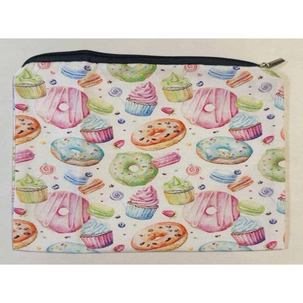 Z0234-Dessert Makeup Bag Cupcake Donut Cosmetic Pouch Zipper 8.5" x 6" New